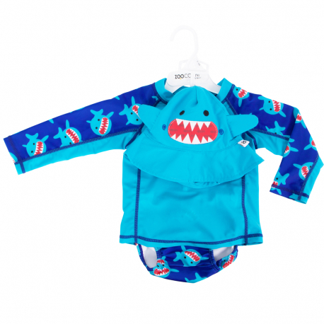 Σετ μπλούζα-πάνα μαγιό-καπέλο Zoocchini™ Sherman the Shark 12-24 μηνών