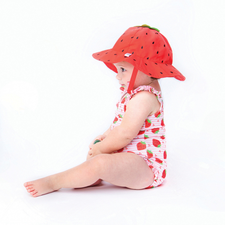 Σετ μαγιό ολόσωμο &amp; καπέλο Zoocchini™ Strawberry 12-24 μηνών
