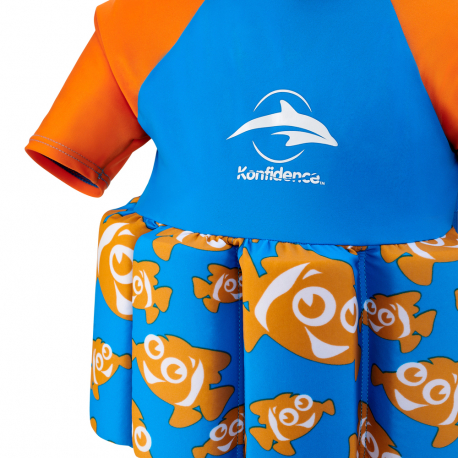 Μαγιό-σωσίβιο ολόσωμο Konfidence™ Floatsuit Cyan Clownfish 1-2 ετών