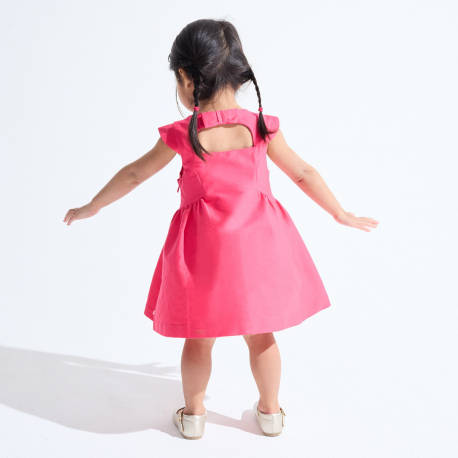 Obaibi Obaibi Φόρεμα για επίσημες περιστάσεις από ροζ λινό για μωρά κοριτσάκια
