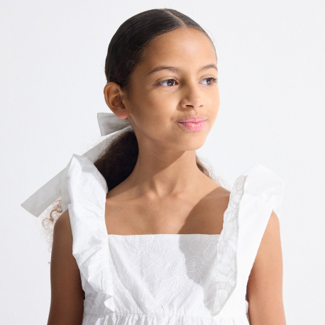 Okaidi Okaidi Μπλούζα φλοράλ μονόχρωμη λευκή για κορίτσια