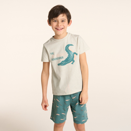 Okaidi Boy&#039;s beige crocodile short pyjamas