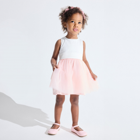 Obaibi Baby girl&#039;s elegant two-fabric pink dress