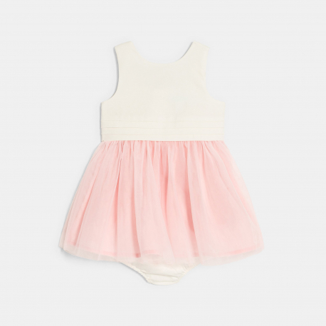 Obaibi Baby girl&#039;s elegant two-fabric pink dress