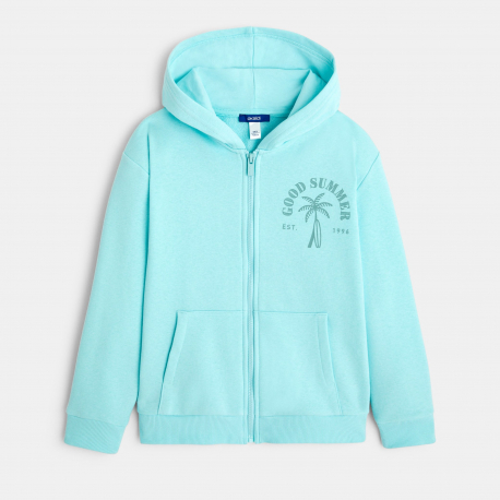 Okaidi Boy&#039;s blue slogan hoodie