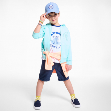 Okaidi Boy&#039;s blue slogan hoodie