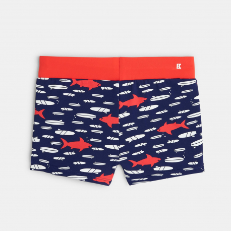 Okaidi Boy&#039;s blue shark motif swimming trunks