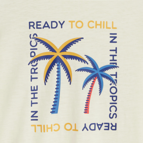 Okaidi Boy&#039;s short-sleeve T-shirt with palm tree design