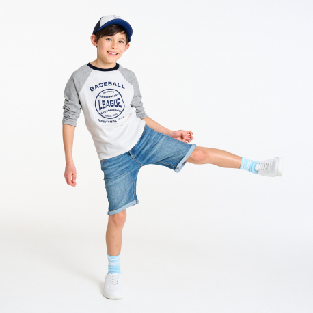 Okaidi Okaidi λευκό και μπλε μακρυμάνικο μπλουζάκι για αγόρια