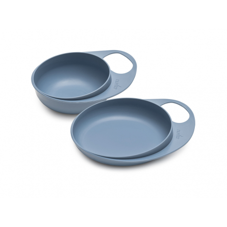 Σετ μπολ και πιάτο Nuvita Easy Eating Powder Blue