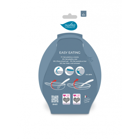 Σετ μπολ και πιάτο Nuvita Easy Eating Powder Blue
