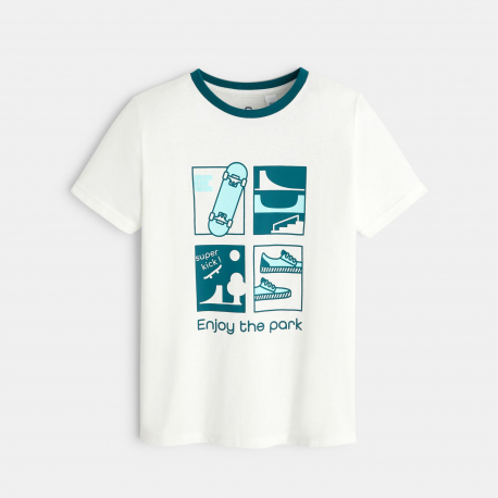 Okaidi Boy&#039;s white short-sleeve T-shirt