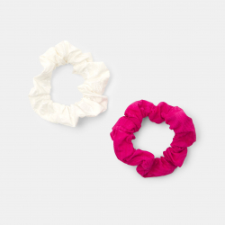 Okaidi Chouchou en tissu blanc + rose (lot de 2) Fille