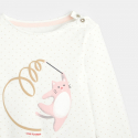 Obaibi T-shirt coton bio imprime pois moutons rose bebe fille