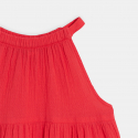 Okaidi Φόρεμα μονόχρωμο κόκκινο με τιράντες για κορίτσια