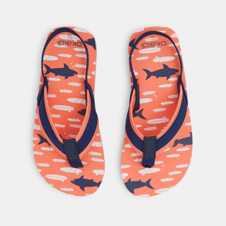 Okaidi Σαγιονάρες με μοτίφ καρχαρίες πορτοκαλί για αγόρια