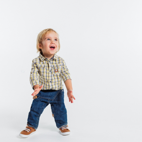 Obaibi Chemise a carreaux en tubique jaune bebe garcon