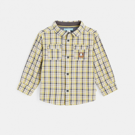 Obaibi Chemise a carreaux en tubique jaune bebe garcon