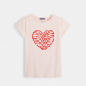 Okaidi T-shirt coeur velours et sequins rose fille