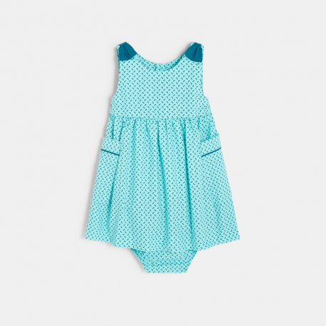 Okaidi Robe chasuble imprimee bleue bebe fille