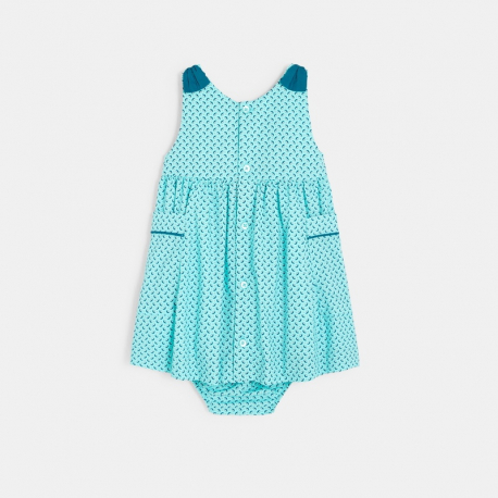 Okaidi Robe chasuble imprimee bleue bebe fille