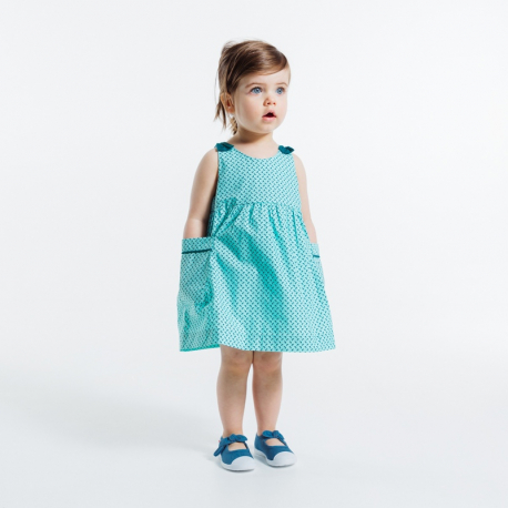 Okaidi Robe chasuble imprimee bleue bebe fille