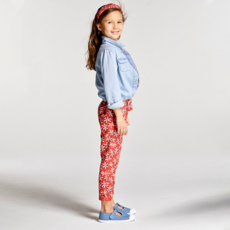 Okaidi Pantalon fluide imprime orange fille