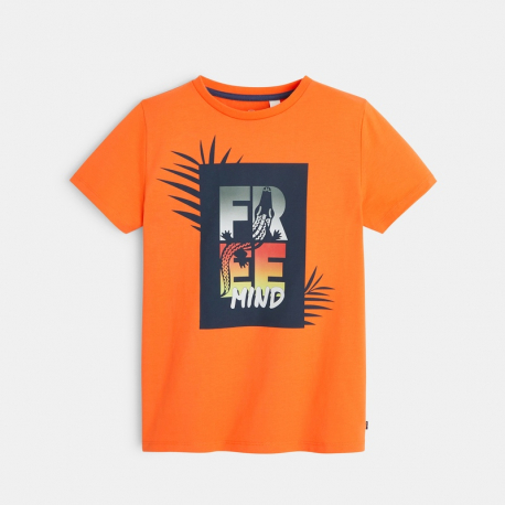 Okaidi T-shirt a message nature orange garcon
