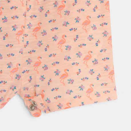 Obaibi Combi courte a bretelles flamant rose bebe fille