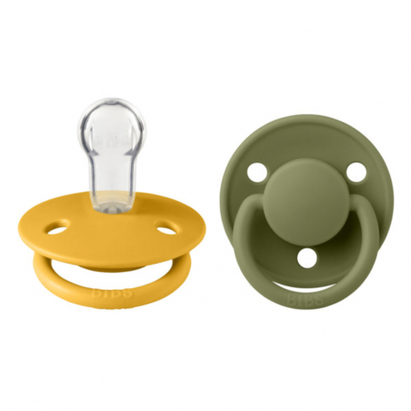 Πιπίλες Bibs® De Lux Honey Bee/Olive Στρογγυλή One Size, σετ των 2