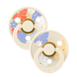 Πιπίλες Bibs® Studio Collection Morning Bloom Ivory Στρογγυλή No1, σετ των 2