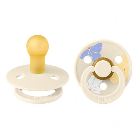 Πιπίλες Bibs® Studio Collection Morning Bloom Ivory Στρογγυλή No1, σετ των 2