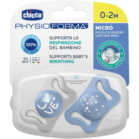 Πιπίλα Chicco PhysioForma Micro Σιέλ 0-2m, σετ των 2