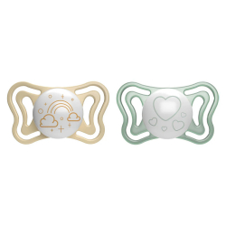 Πιπίλα για τη νύχτα Chicco PhysioForma Light 2-6m, σετ των 2