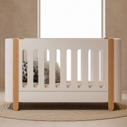 Βρεφικό Κρεβάτι Casababy Reine Λευκό-Φυσικό μετατρεπόμενο σε προεφηβικό