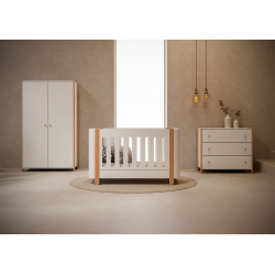Βρεφικό Κρεβάτι Casababy Reine Λευκό-Φυσικό μετατρεπόμενο σε προεφηβικό