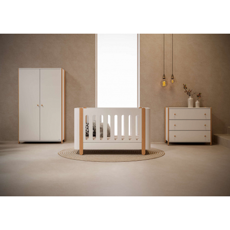 Βρεφικό Κρεβάτι Casababy Reine Λευκό-Φυσικό μετατρεπόμενο σε προεφηβικό