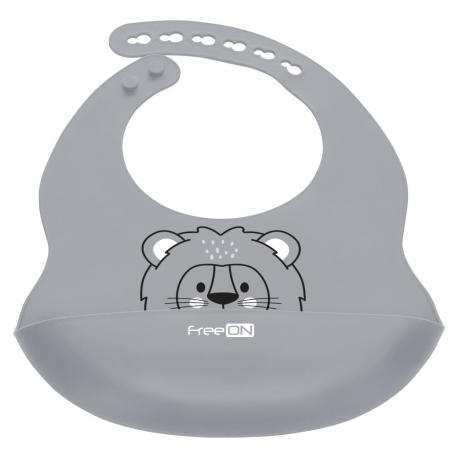 Σαλιάρα σιλικόνης FreeON® Lion Grey