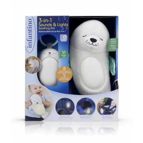Μουσική φώκια με φωτάκι νυκτός Infantino® 3-IN-1 Sounds &amp; Lights Soothing Pal