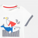 Obaibi T-shirt broderies baleines blanc bebe garcon