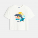 Okaidi T-shirt motif dauphin blanc fille