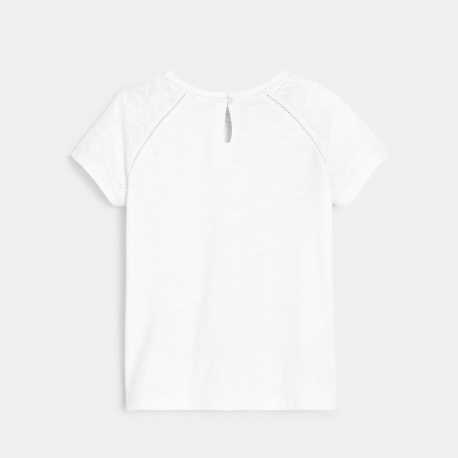 Okaidi T-shirt detail broderie anglaise blanc fille