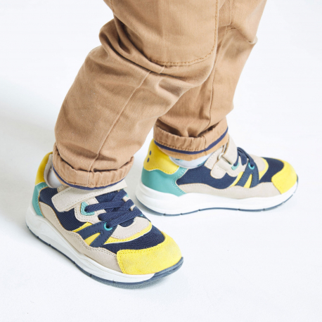 Obaibi Baskets running a scratch bleues bebe garcon