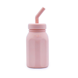 Μπουκάλι σιλικόνης με καλαμάκι Melii 230ml Ροζ