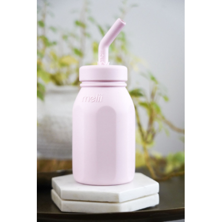Μπουκάλι σιλικόνης με καλαμάκι Melii 230ml Ροζ