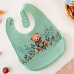 Σαλιάρα σιλικόνης Kiokids® Little Bear Μέντα