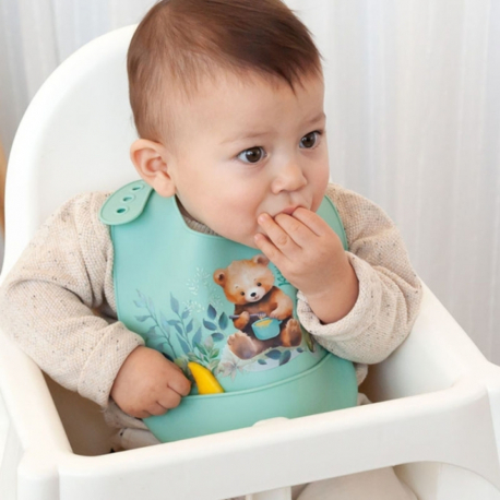 Σαλιάρα σιλικόνης Kiokids® Little Bear Μέντα