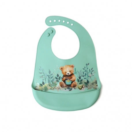 Σαλιάρα σιλικόνης Kiokids® Little Bear Μέντα