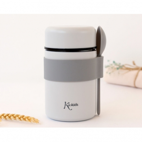 Θερμός φαγητού Kiokids® με κουταλάκι 500ml Γκρι