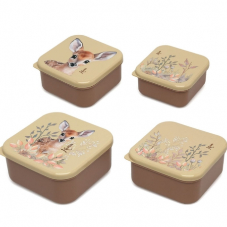 Δοχείο Φαγητού Kiokids® My Little Deer Μπεζ σετ των 4